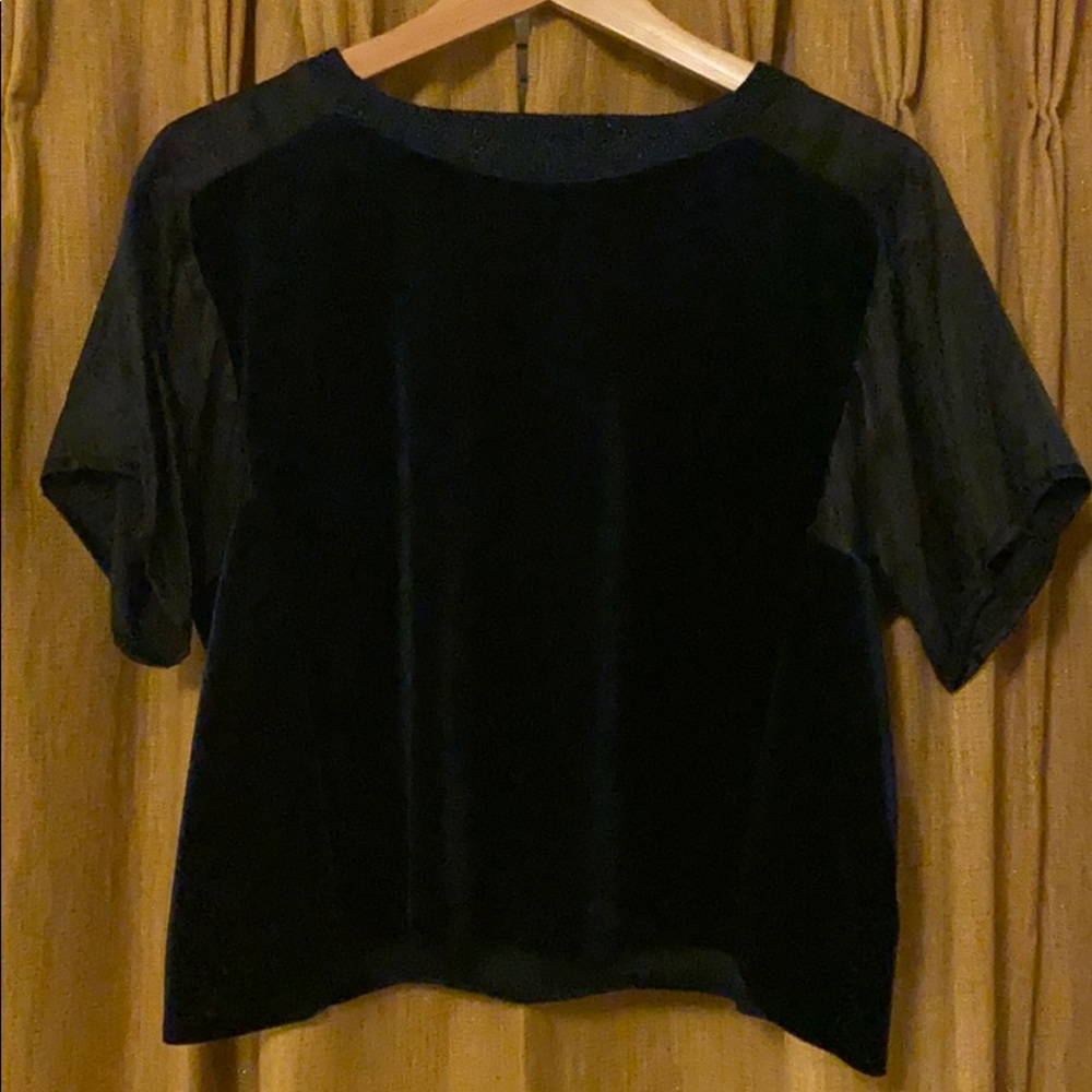 Dark Navy Velvet crop top